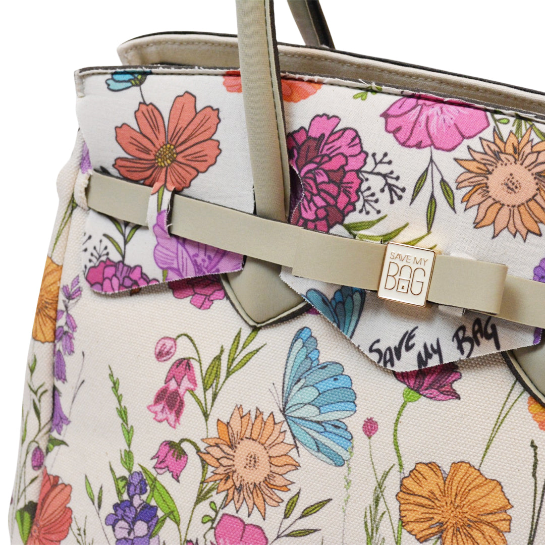 【MISS CANVAS FLORAL】-XL COMBI-BEIGE